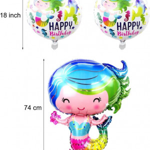 Set de 5 baloane pentru petrecere sirena Ungfu Mall, folie, multicolor