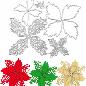 Set de 5 flori de Craciun Naler, metal, multicolor, 10 x 10 cm - Img 1