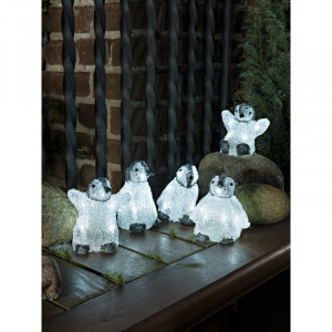 Set de 5 pinguini decorativi cu LED, 12 x 12 cm - Img 4