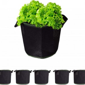 Set de 5 saci pentru plante AISENPARTS, rotund, textil, negru, 35 x 24 cm - Img 1