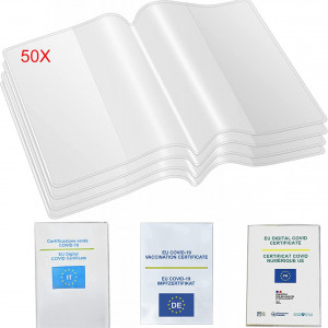 Set de 50 coperti pentru pasaport/carnet Mizijia, PVC, transparent, 154 X 110 mm - Img 1