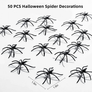 Set de 50 de paianjeni pentru Halloween, PVC, negru, 4,5 cm - Img 7