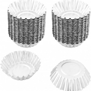 Set de 50 forme pentru briose Sourcingmap, aliaj de aluminiu, argintiu, 7 x 2 cm - Img 1