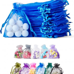 Set de 50 saculeti pentru cadouri Soul Projekt, organza, albastru, 7 x 9 cm - Img 1