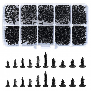 Set de 500 suruburi autofiletante QINGHEC, otel carbon, negru, M2/M3