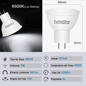 Set de 6 becuri ExtraStar, LED, metal/plastic, alb/argintiu, 5,5 x 5 cm, 6W - Img 6