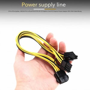 Set de 6 cabluri cu 8 PINI pentru alimentare placa grafica Moligh doll, PVC/cupru, galben/negru, 30 cm - Img 4