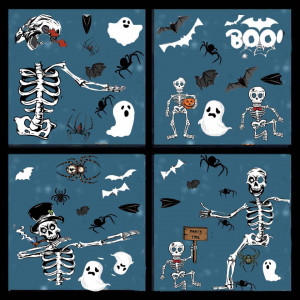 Set de 6 foi cu stickere pentru Halloween TBSCWYF, PVC, alb/negru - Img 6