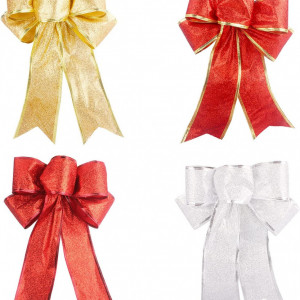 Set de 6 fundite pentru cadou Wenyue, rosu/auriu/argintiu, panglica, 20 x 25 cm