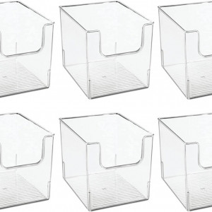 Set de 6 organizatoare mDesign, plastic, transparent, 25,4 x 19,7 x 20,3 cm - Img 1