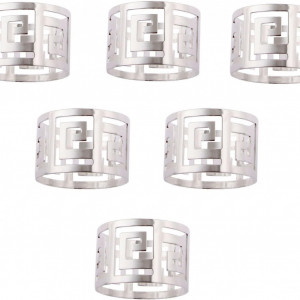 Set de 6 suporturi pentru servetele Mtsooning, metal, argintiu, 4,5 x 3 cm 