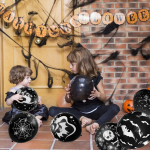 Set de 60 de baloane pentru Halloween WELLXUNK, latex, portocaliu, 30 cm - Img 5