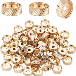 Set de 64 margele rotunde pentru bijuterii BENECREAT, aliaj, auriu, 10 x 4 mm