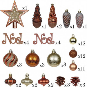 Set de 70 ornamente pentru brad Valery Madelyn, plastic, multicolor - Img 3