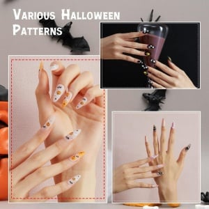 Set de 72 unghii pentru Halloween Vivid Stella, plastic, multicolor