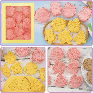Set de 8 forme pentru prajituri de Craciun Miotlsy, plastic, roz, 4-6 cm - Img 5
