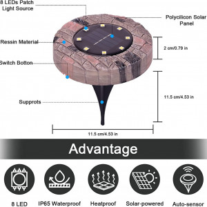 Set de 8 lampi solare pentru gazon Powerole, PP/ABS, multicolor, 13,5 x 11,5 cm - Img 6