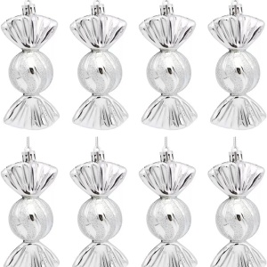 Set de 8 ornamente pentru brad Winwild, plastic, argintiu, 5 x 12 cm