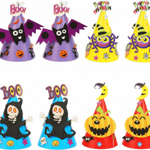 Set de 8 palarii pentru Halloween ZERHOK, carton, multicolor, 13 x 22 cm - Img 1
