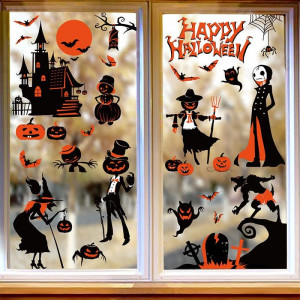 Set de 9 foi cu stickere pentru Halloween pentru ferestre Bravebull, multicolor, PVC, 20 x 30 cm - Img 5