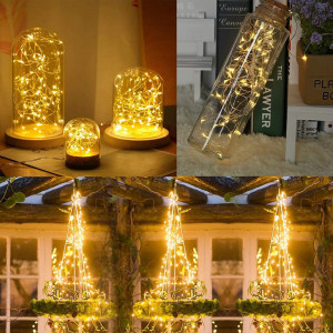 Set de 9 lanturi cu 20 LED-uri pentru decoratiuni Kingtop, sarma/plastic, alb cald, 9W, 2 m - Img 4