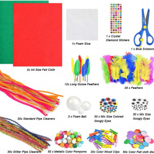 Set de artizanat pentru copii, hartie/textil/plastic, multicolor, 285 piese - Img 8