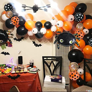 Set de baloane pentru Halloween Hilloly, latex/folie, multicolor, 116 piese - Img 1