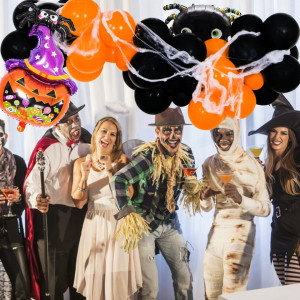 Set de baloane pentru Halloween Miotlsy, latex/folie, portocaliu/negru, 50 piese - Img 4