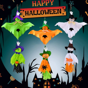 Set de banner cu 6 decoratiuni de Halloween Qpout, multicollor, hartie, 11 x 10 cm / 14 x 33 cm - Img 5
