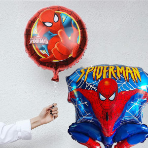 Set de banner si 5 baloane cu Spider-Man pentru aniversare copii Miotlsy, folie, multicolor, 45 cm 