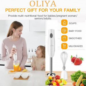 Set de blender 4 in 1 OLIYA, plastic/ABS/otel inoxidabil, alb/argintiu, 1500 W 