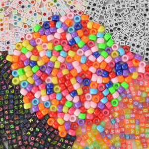 Set de creatie cu 1050 margele pentru bijuterii AIBAOBAO, acrilic, multicolor, 6mm/ 8 mm