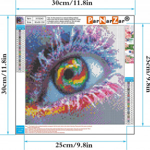 Set de creatie cu diamante ParNarZar, panza/rasina, model ochi, multicolor, 25 x 30 cm - Img 8