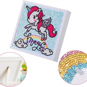 Set de creatie cu diamante si rama YLX, model unicorn, multicolor, 20 x 20 cm - Img 6