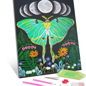Set de creatie cu diamante Tishiron, model fluturi, rasina, multicolor, 30 x 40 cm - Img 1