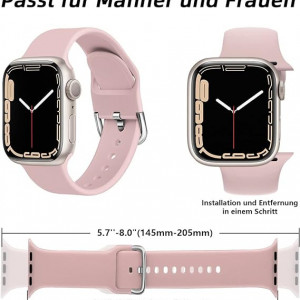 Set de doua bratari pentru Apple Watch Chinbersky, silicon, alb/roz, 42/44/45 mm