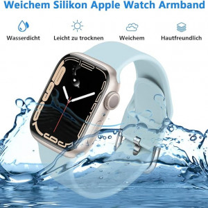 Set de doua bratari pentru Apple Watch Chinbersky, silicon, albastru/roz, 38/40/41 mm