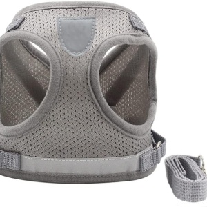 Set de ham si lesa pentru pisici Supet, textil, gri, marimea L - Img 6