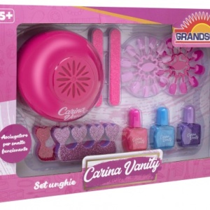 Set de joaca pentru fetite Globo manichiura si pedichiura cu sclipici si lampa speciala pentru unghii
