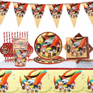 Set de masa festiva pentru copii Yisscen, hartie, multicolor, 52 bucati - Img 1