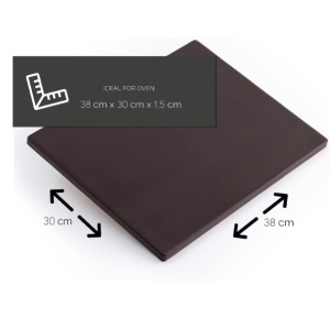 Set de pizza, lopata din lemn 29.5 x 28 cm, piatra de copt 38 x 30 cm neagra, DOLCE MARE