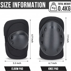 Set de protectii pentru coate si genunchi BAIGIO, negru, plastic, 15 x 22 cm / 12 x 18 cm - Img 7