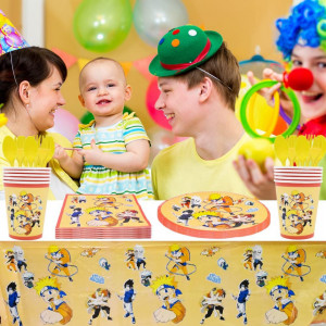 Set de vesela pentru petrecere copii Nesloonp, hartie/plastic, multicolor, 82 piese - Img 2