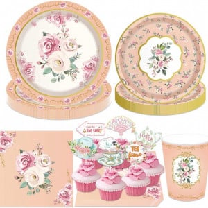 Set de vesela pentru petrecere JeVenis, carton, multicolor, 56 piese - Img 1