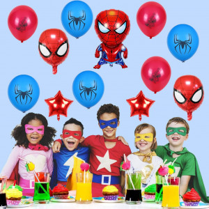 Set decoratiuni pentru petrecere Smileh, model Spider Man, folie/latex, multicolor, 17 piese