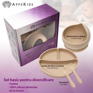 Set Diversificare, AppeKids, 100% Silicon, Basic - Bubble Beige - Img 2