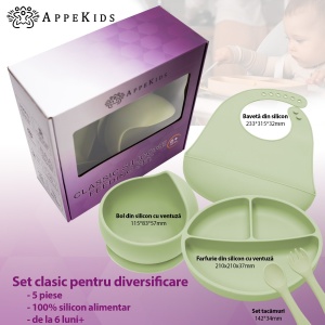 Set Diversificare, AppeKids, 100% Silicon, Classic - Raw Green - Img 3