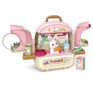 Set ghiozdan jucarie 2 in 1 Rovo 968, Iepuras, Accesorii incluse - Img 2