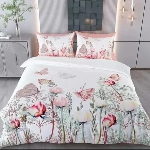 Set husa pilota + fata de perna, 70% bumbac/30% poliester, 135x200 cm + 80x80 cm, imprimeu pigmentat, lavabil 30°C, multicolor - Verificat A · Re-Bloom