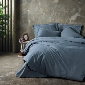 Set husa pilota + fata de perna, bumbac ranforce 100%, 135x200 cm + 80x80 cm, antracit - Verificat A · Re-Bloom